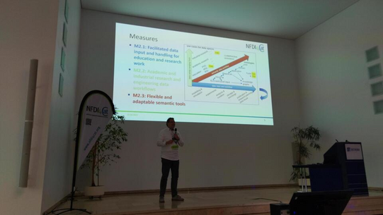 The picture shows Norbert Kockmann during a presentation at the NFDI4Cat Summit.